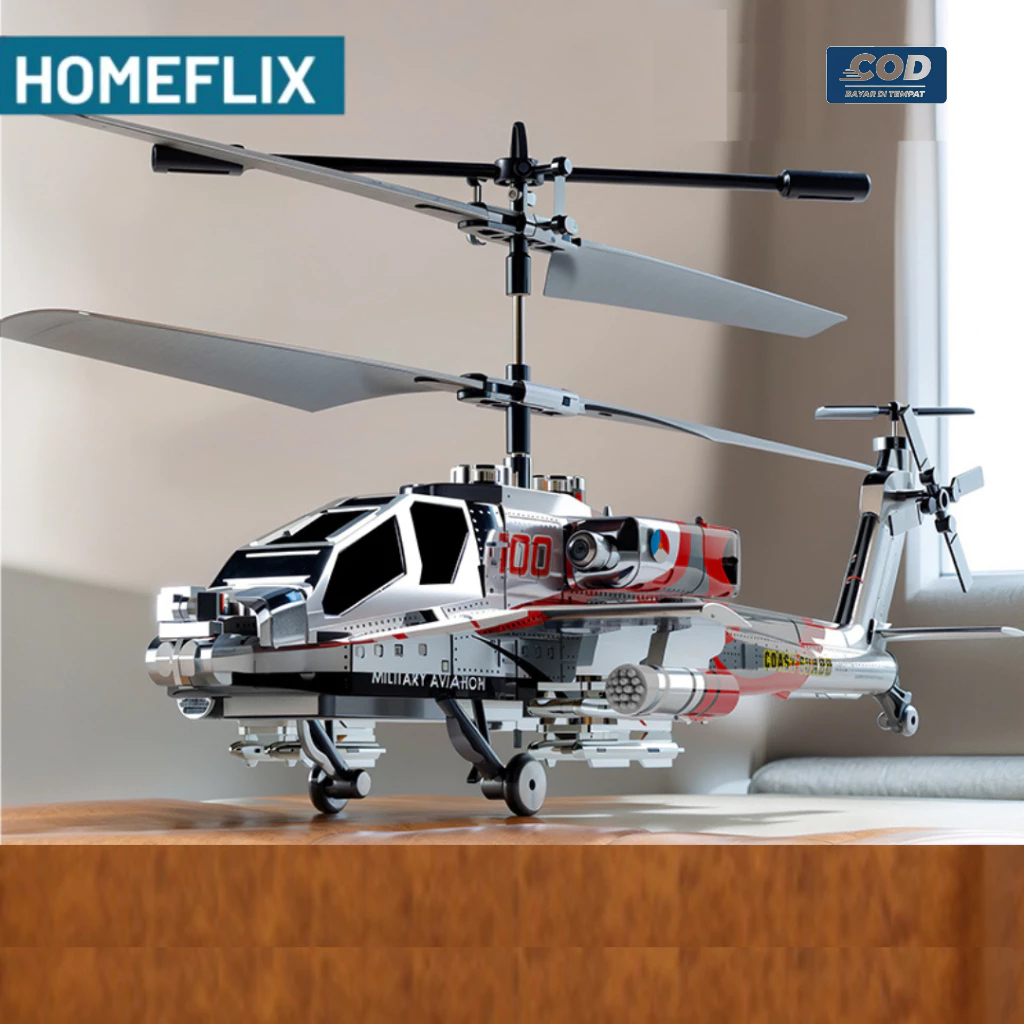 Helikopter Besar Apache Remote Control dengan Giroskop dan Lampu 2.4GHZ 3.5 Channel RC Pesawat Terba