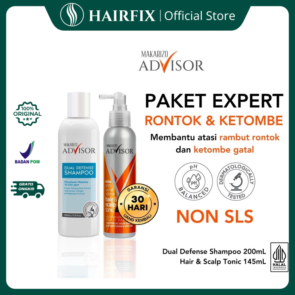 Makarizo Advisor Paket Expert Rambut Rontok & Ketombe - Shampoo & Hair Tonic