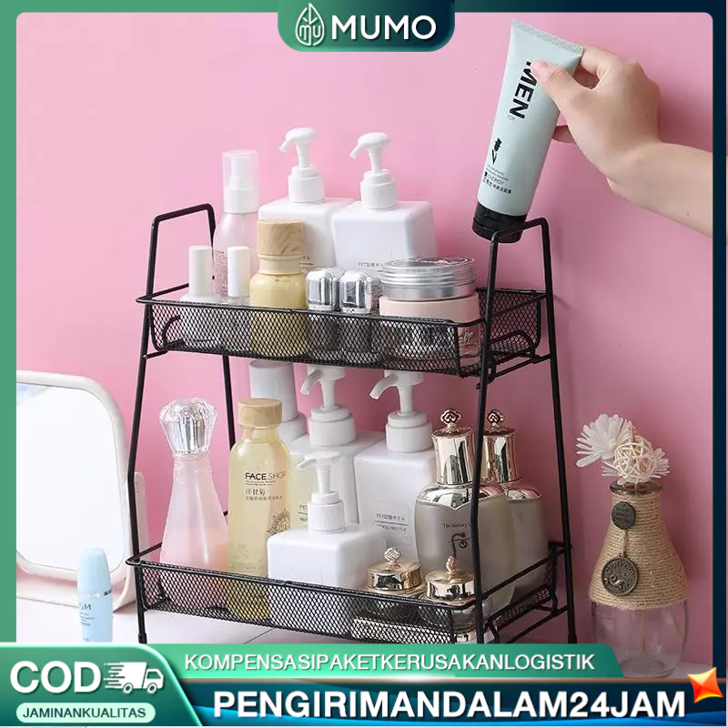 Rak kosmetik aesthetic Rak Bumbu Stainless Steel Rak Dapur Stainless Steel rak meja aesthetic untuk 