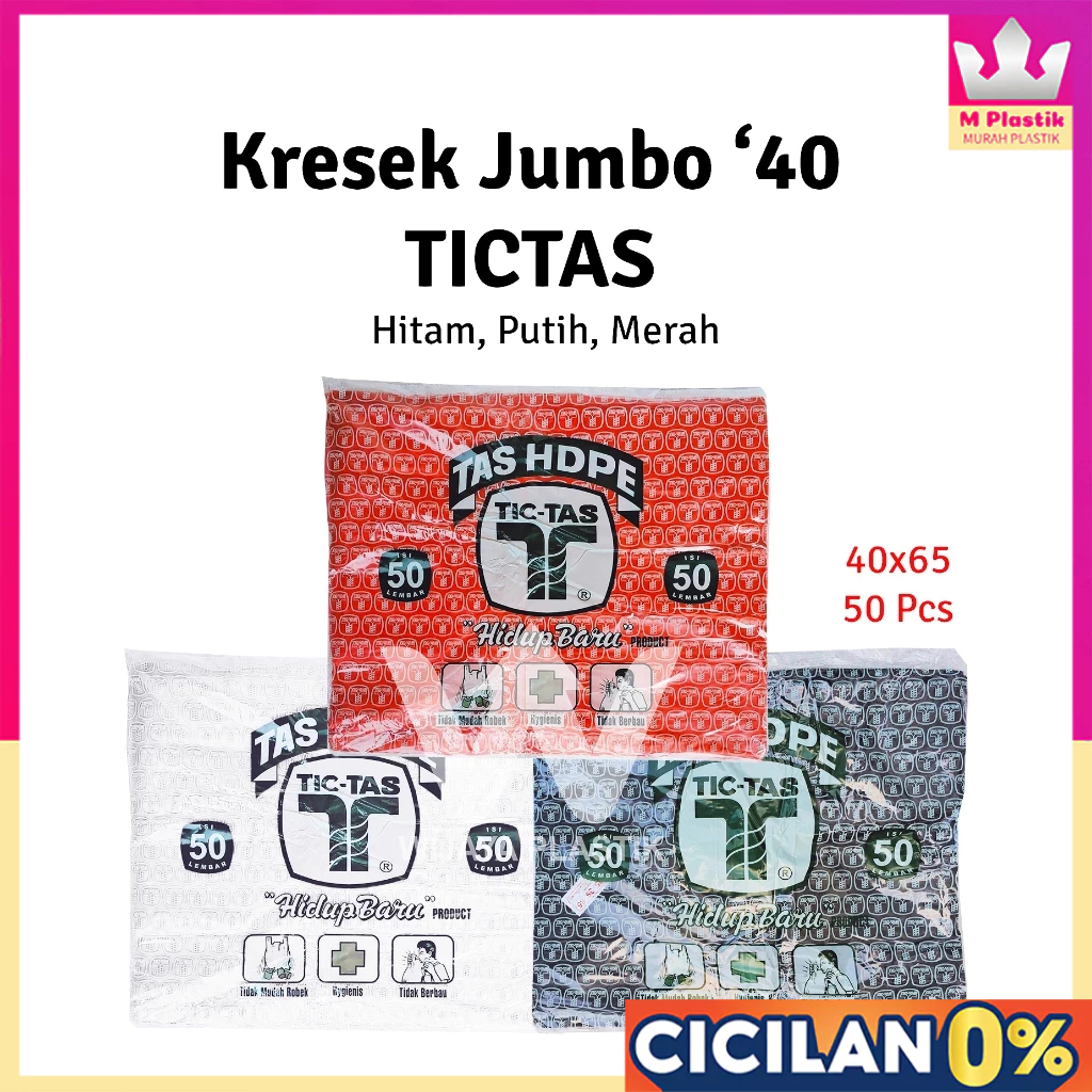 Kresek HD (40) Hitam/Putih/Merah/Bening --- 50 pcs @Pack | Tictas Kijang Yms uk 40x65 tebal 40 50pcs
