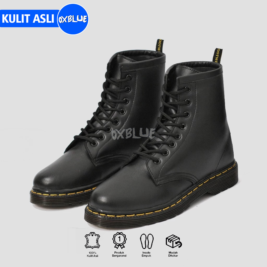 Vincent - Sepatu Boots Docmart Tinggi Pria 8 hole Kulit Asli