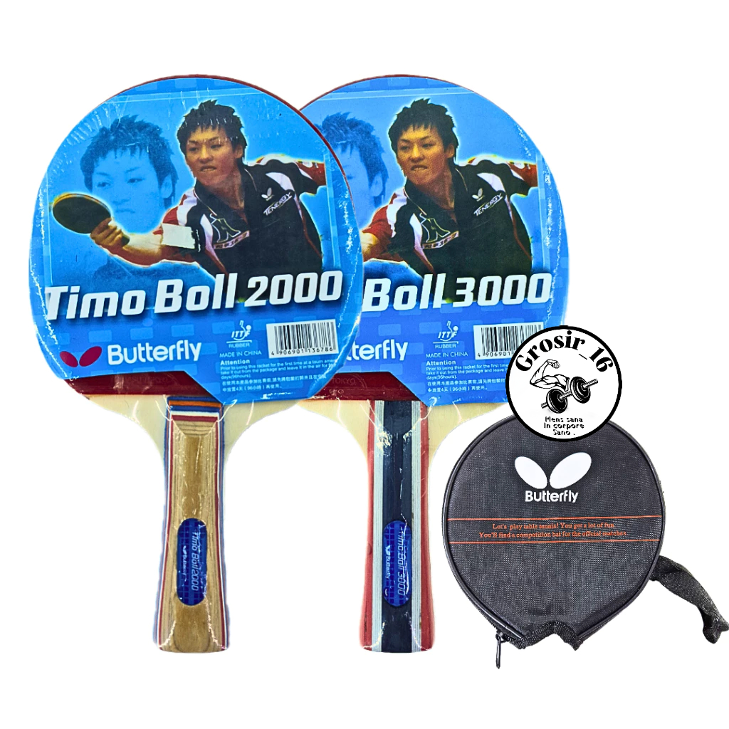 BAD PINGPONG BUTTERFLY TIMO BOLL 2000 & TIMO BOLL 3000 [Grosir 1 Lusin / 12 Pcs] / BET TENIS MEJA TI