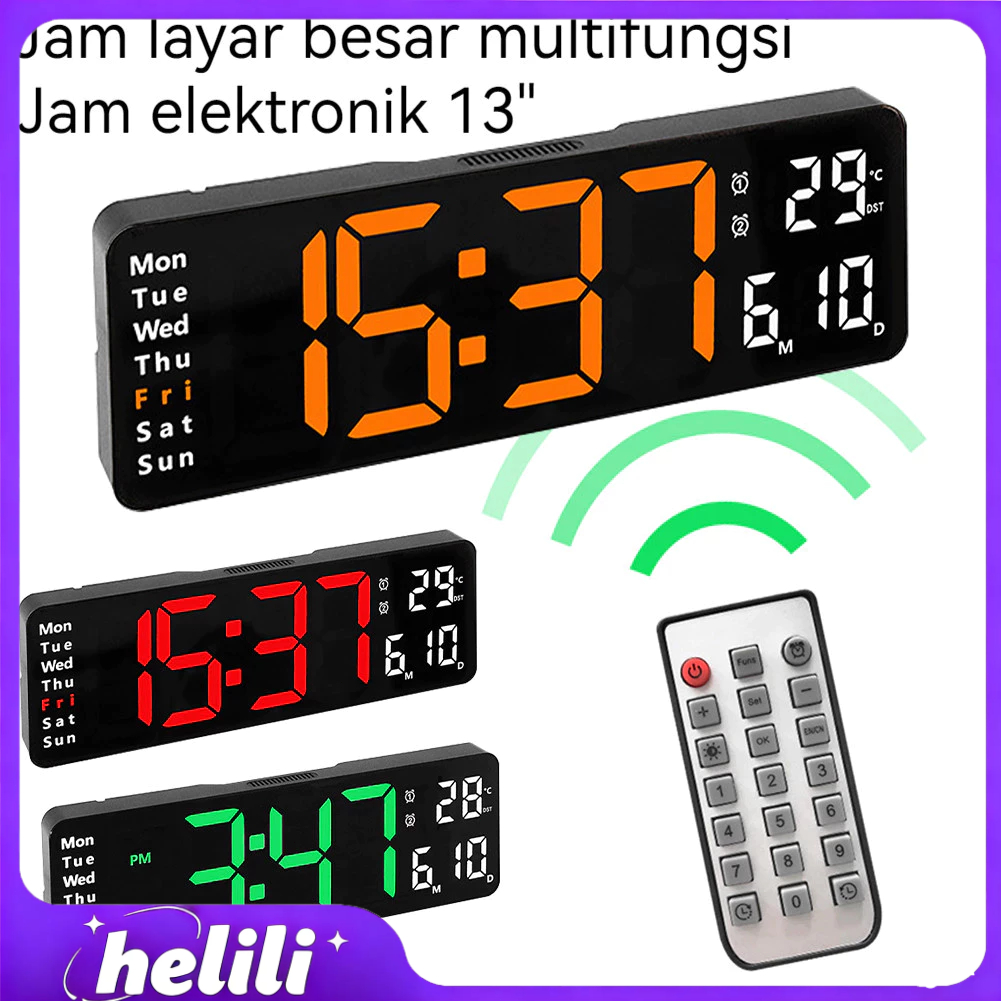 Jam Tampilan Layar Besar 8/13 Inci Jam Digital Nordik Jam Dinding Ruang Tamu Sederhana Jam Dinding J