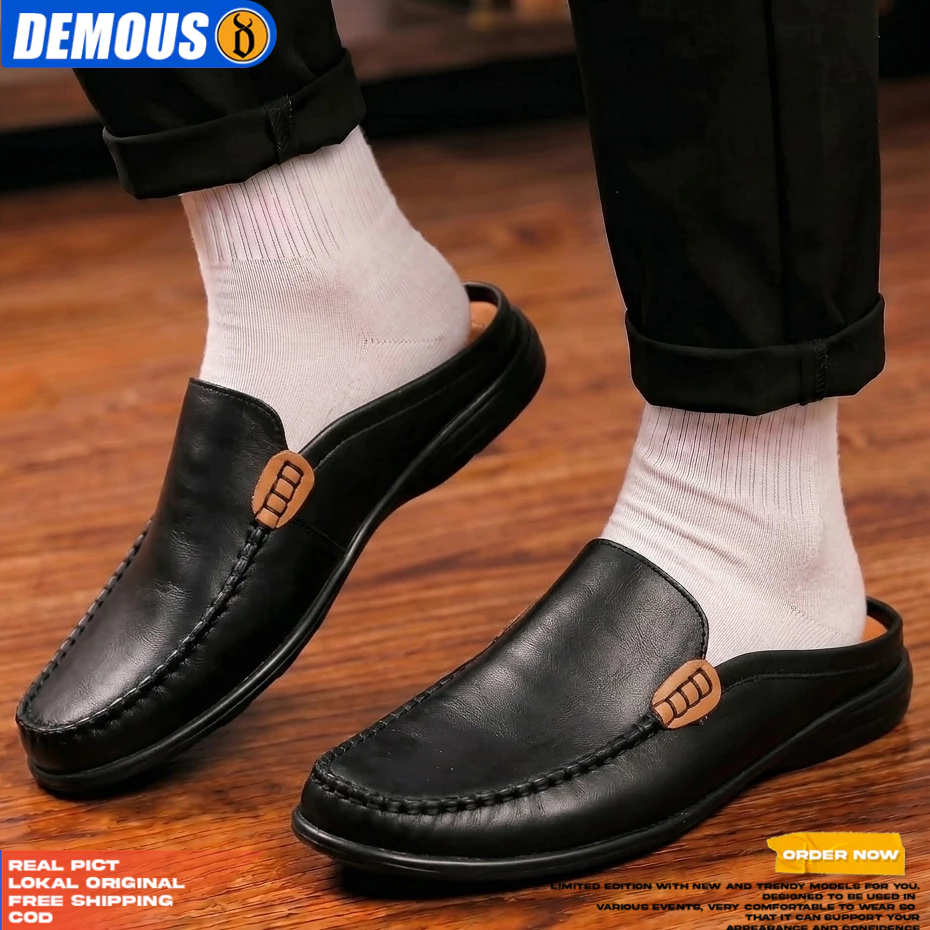 Sepatu Sandal Bustong Pria Casual Kulit Asli Original DEMOUS KAKAROT