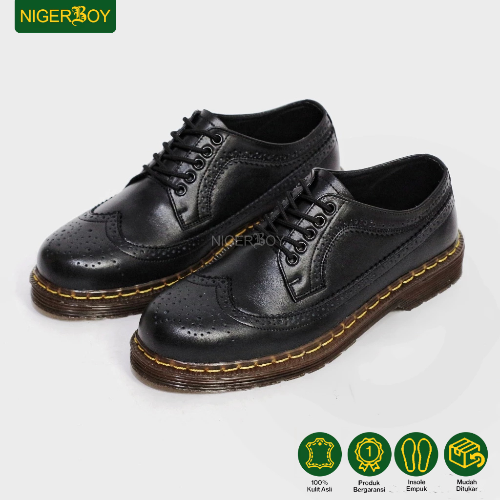 NIGERBOY Velas - Sepatu Pria Wingtip Docmart Kulit Asli