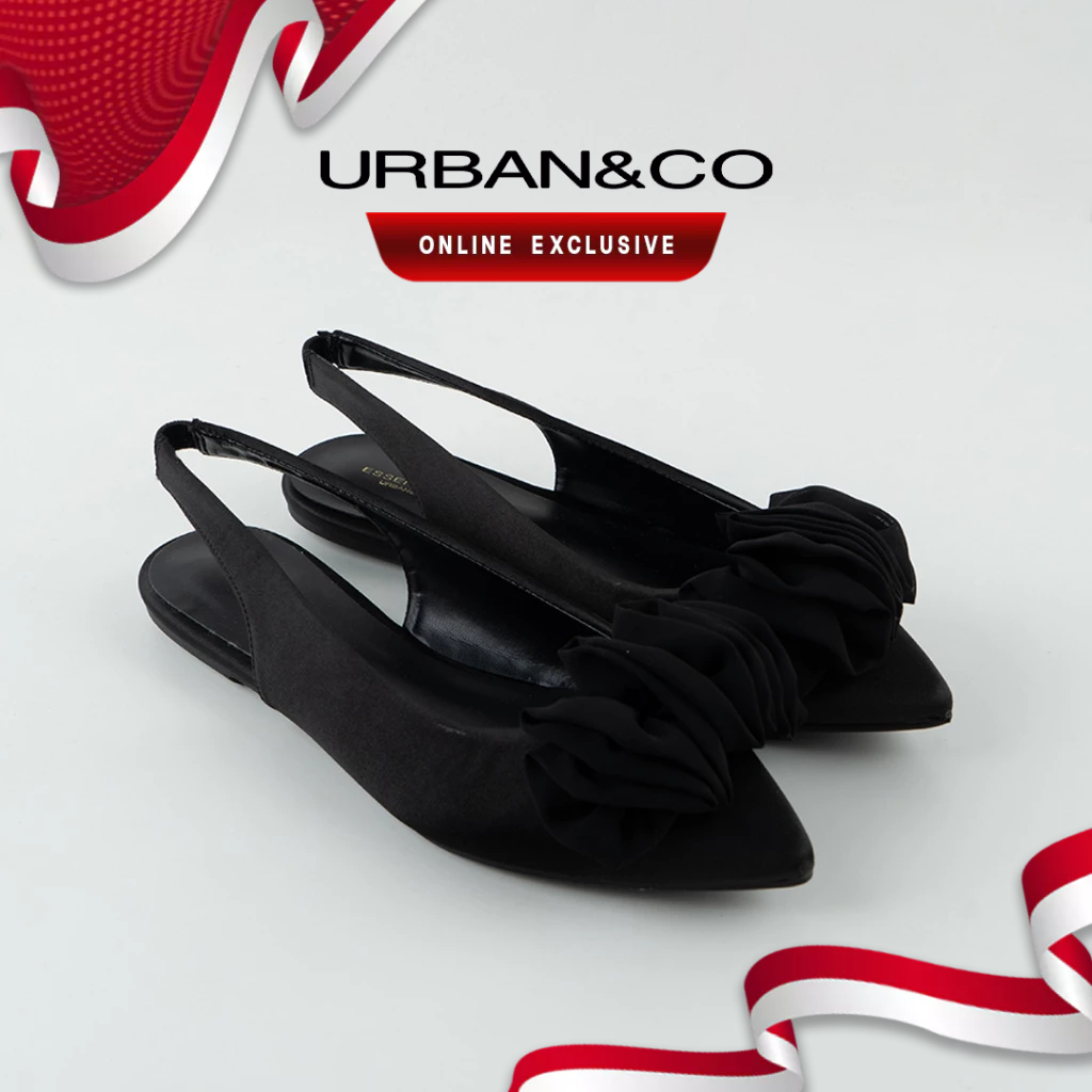 URBAN&CO Rinn Mules Sepatu Flat Wanita Kanvas Model Mules Nyaman untuk Kerja dan Santai Tersedia Uku