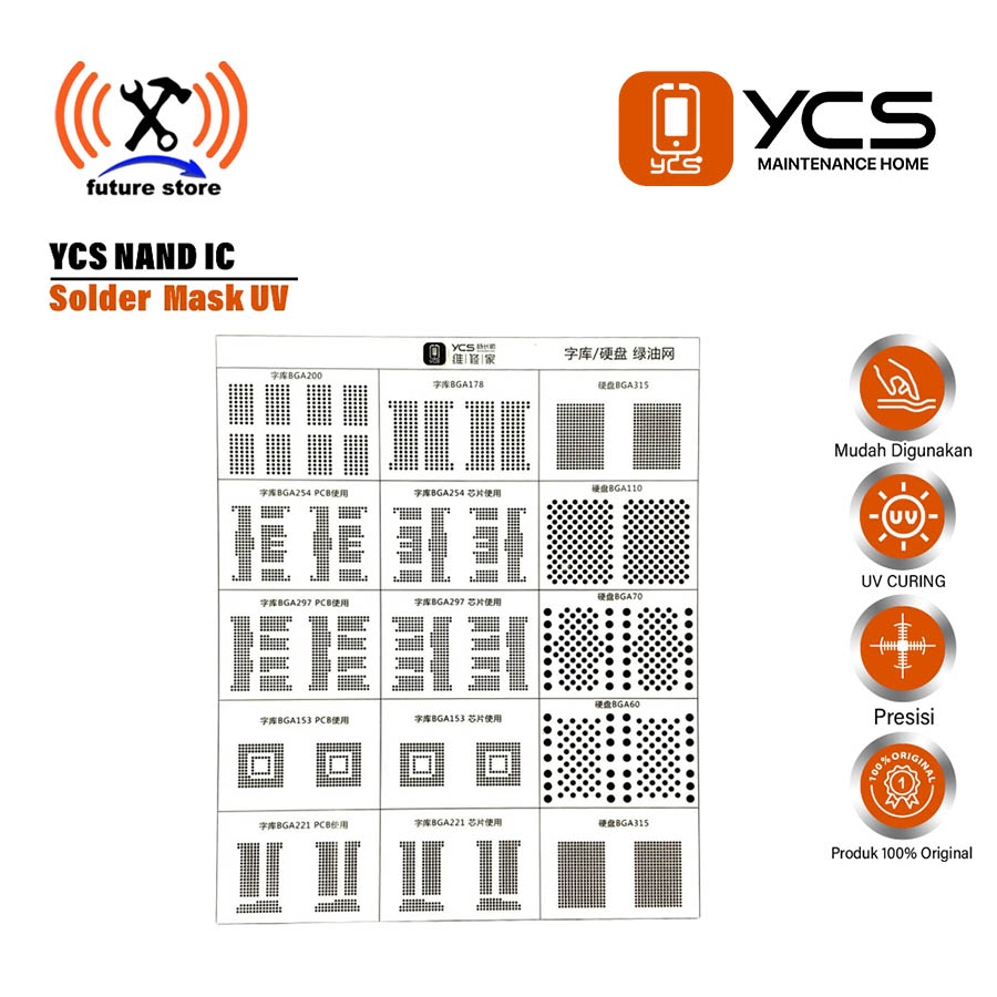 YCS NAND SOLDER MASK INK STENCIL ORIGINAL - TOOLS BANTUAN UNTUK PERBAIKAN CPU IP - SCREEN IC UV SERV