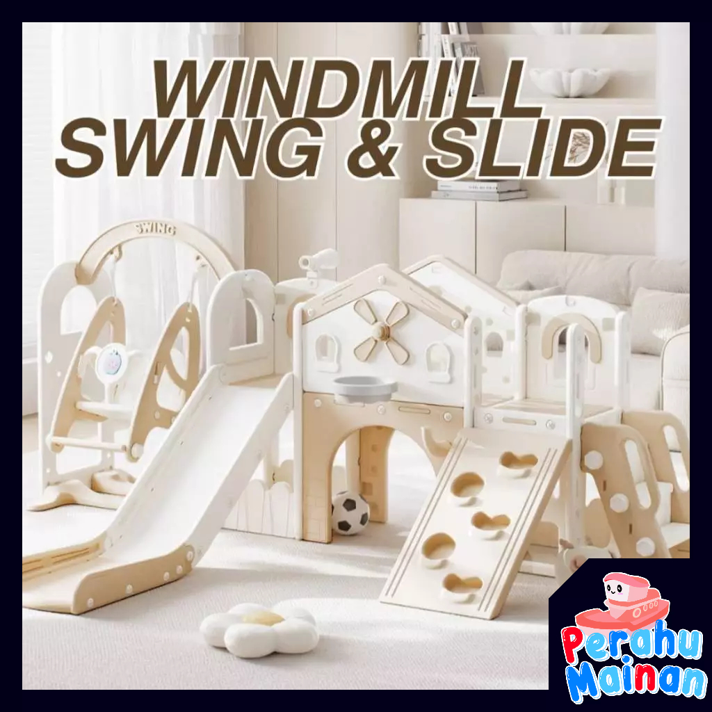 Mainan Anak Perosotan & Ayunan Windmill Set Mainan Indoor Playground Set Kincir Angin