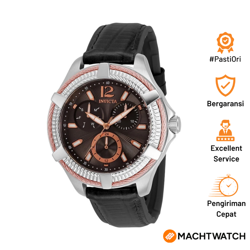 Jam Tangan Wanita INVICTA Bolt 30890 Black Dial Black Leather Strap