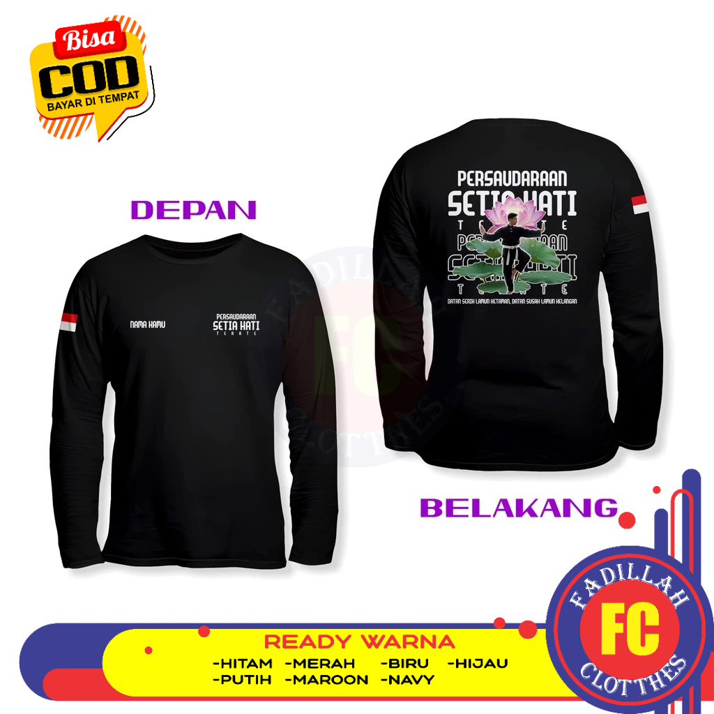 Baju Kaos Silat PSHT Gratis Nama DB Lengan Panjang Kaos Distro