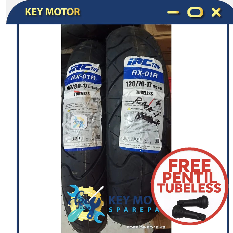 Ban Luar IRC SEPASANG KHUSUS MOTOR VIXION NEW - Ban Depan 90/80-17 dan Ban Belakang 120/70-17 Tubele