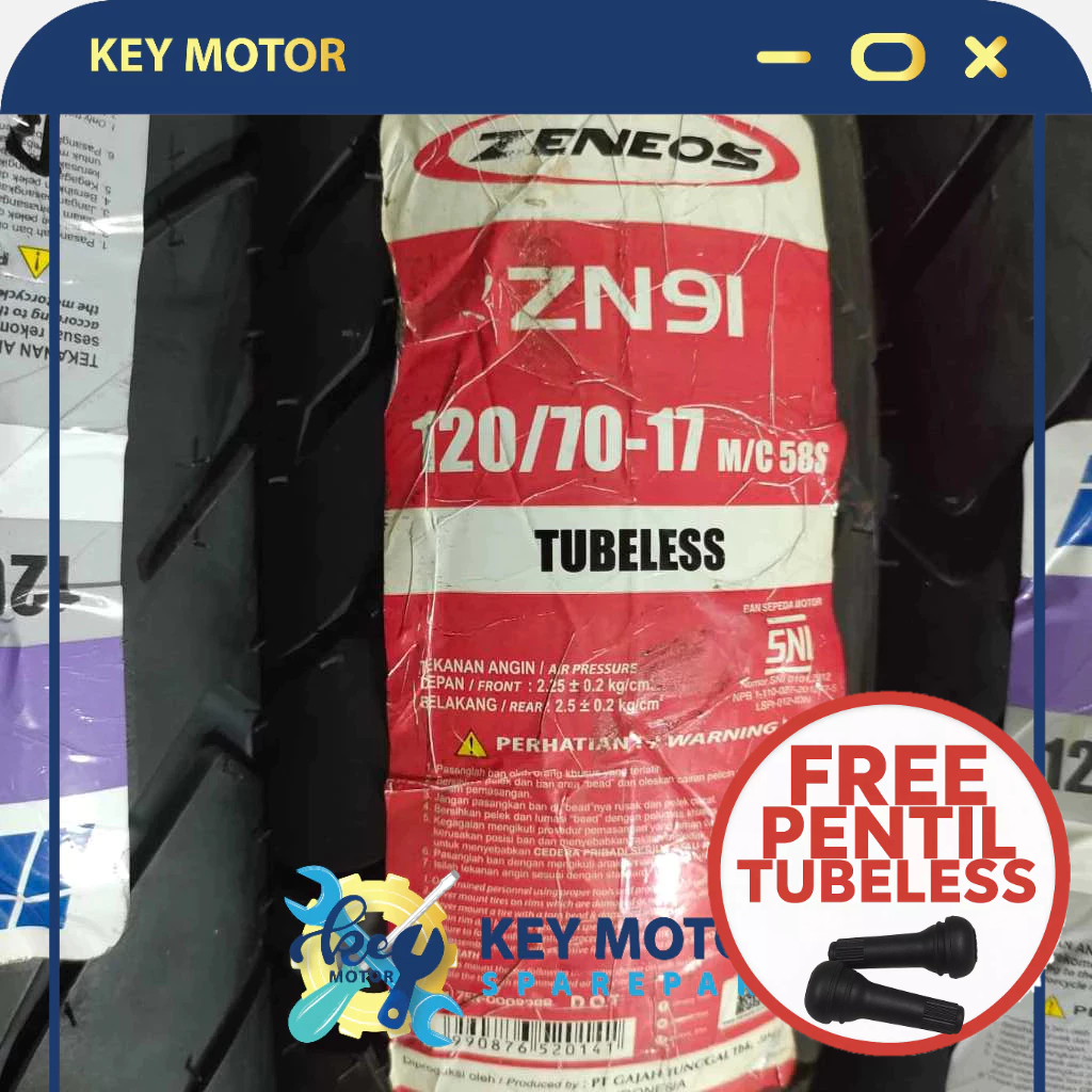 Ban Luar Motor ZENEOS ZN91 120/70-17 Ring 17 TUBELESS 100% Asli dan Baru