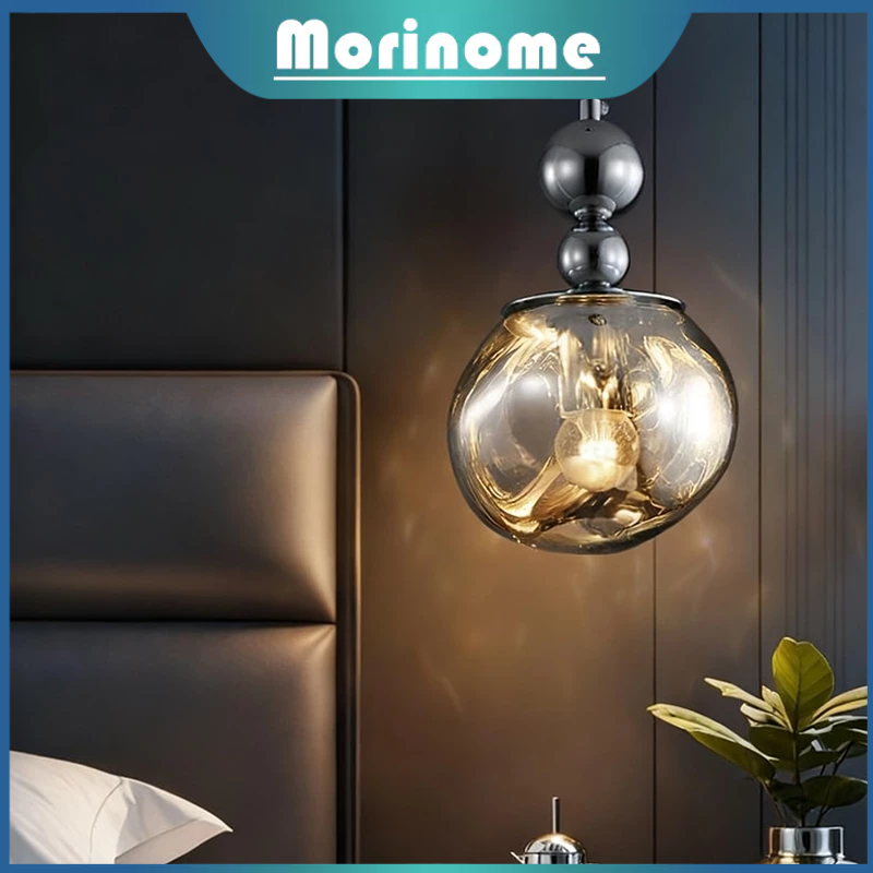 Lampu Gantung Bola Minimalis 20cm 3Warna Lampu gantung tunggal kaca Lampu Hias Gantung Indoor Bulat 