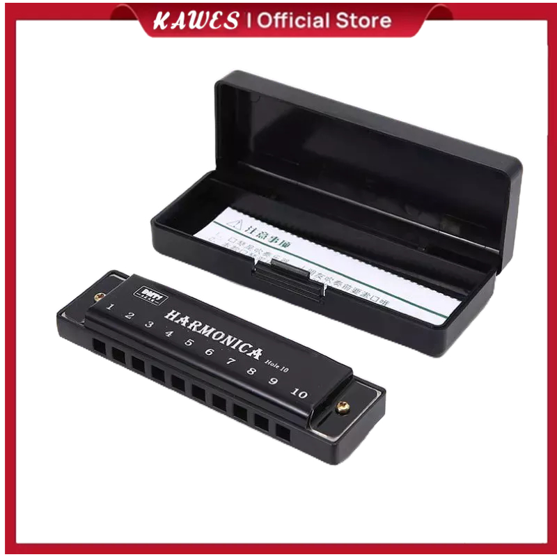 KAWES Harmonika Kromatik 10 Lubang Harmonika Kromatik Harmonika Dengan Kotak  Profesional Pemula Pen