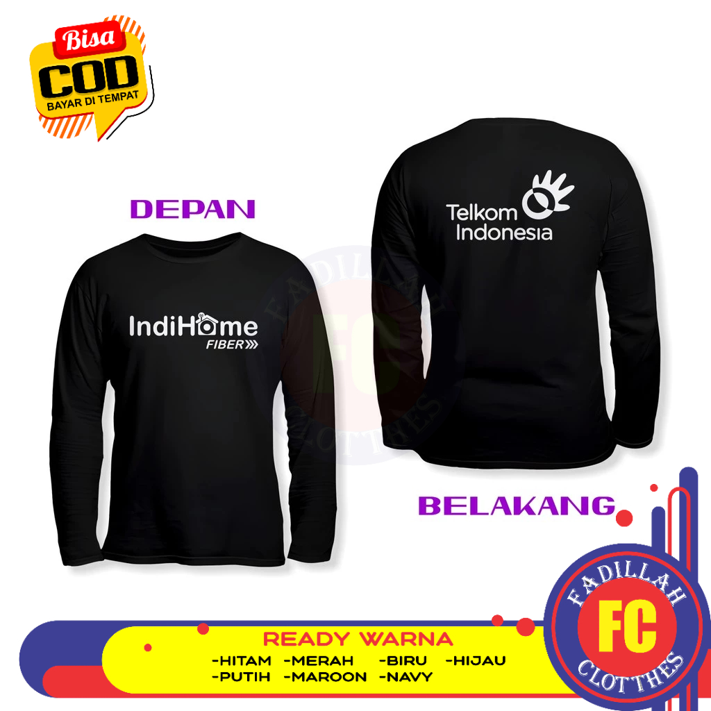 Baju Kaos Telkom Indonesia Indihome 100% Fiber DB Lengan Panjang Baju Perusahaan