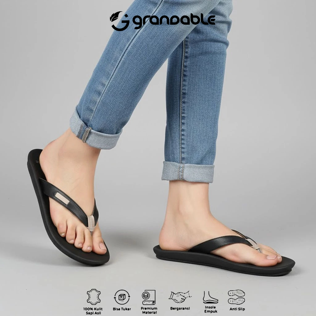 BIAN - Sandal Sendal Jepit Kulit Asli Pria Cowok Ori Murah Terbaru