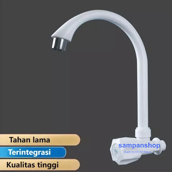 Kran Wastafel Angsa 1/2 Inch Saringan Awet || Kran Cuci Piring Plastik Saringan Putar 360°