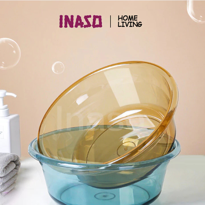 INASO Baskom Transparan Plastik Serbaguna Bening  Baskom Plastik Baskom Buah HRH960