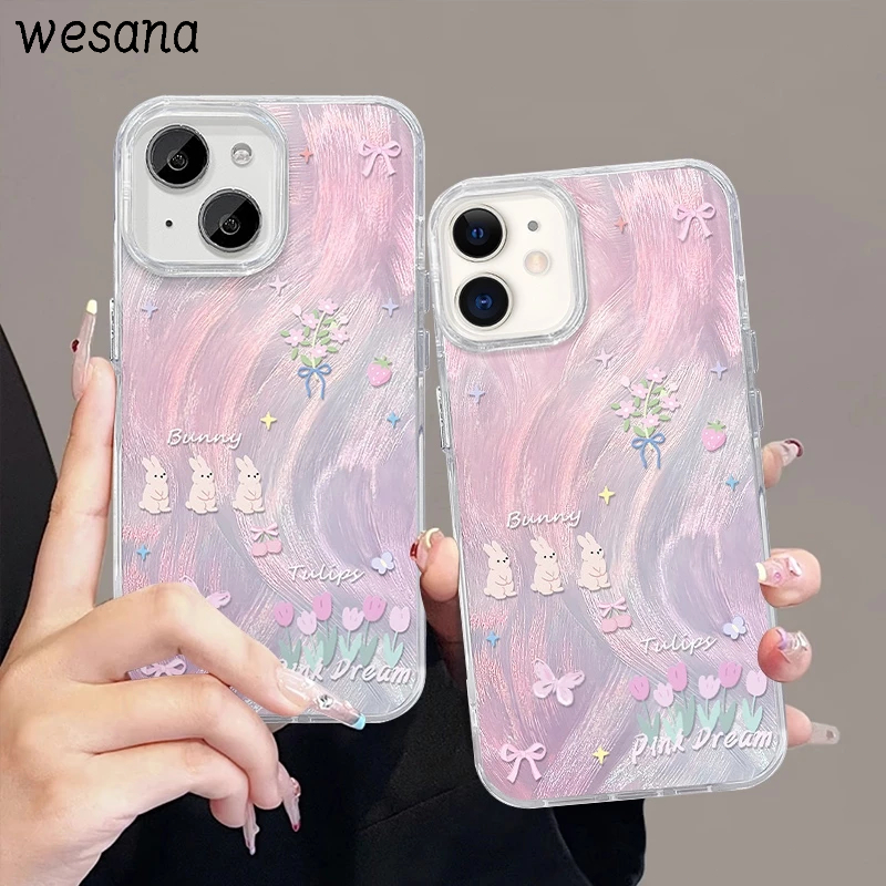 Casing Ponsel Camlet Tiga Kelinci Casing Ponsel Kelas Atas Cocok untuk iPhone 13 11