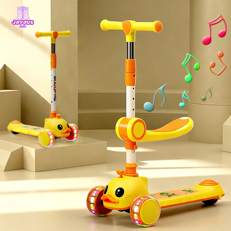 Skuter Anak Roda 3 Scooter Multifungsi Bisa Lipat dengan Lampu Musik Dudukan