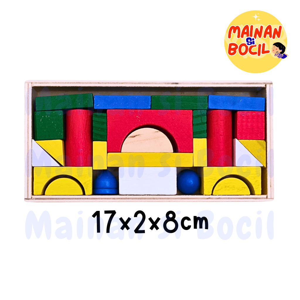Mainan Anak Balok Kayu Edukasi Aneka Bentuk Wooden Block