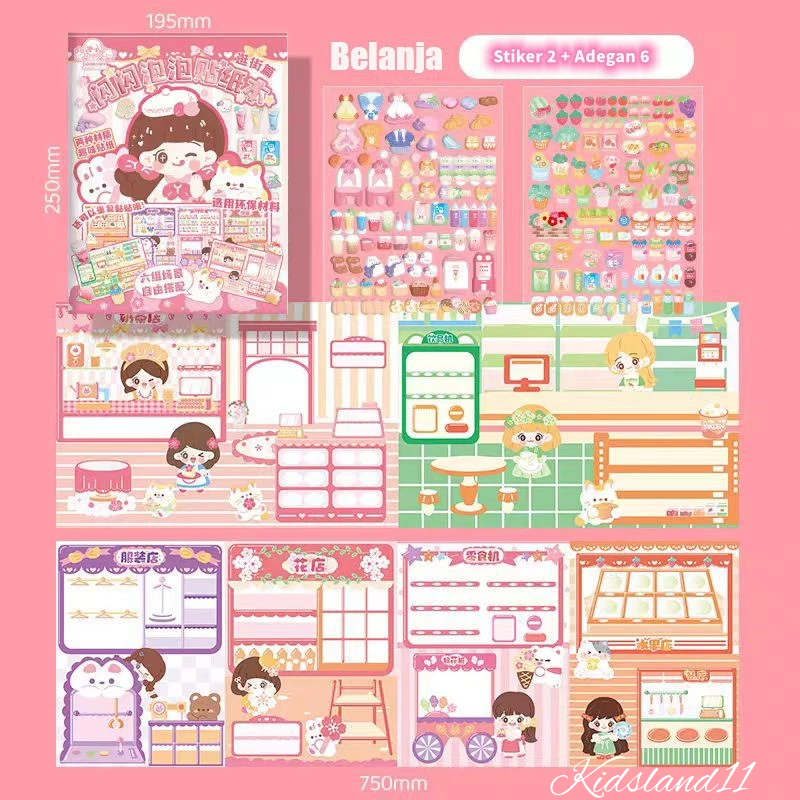 Stiker berdandan buku stiker putri gelembung lucu stiker kartun anak perempuan dan anak-anak buku st