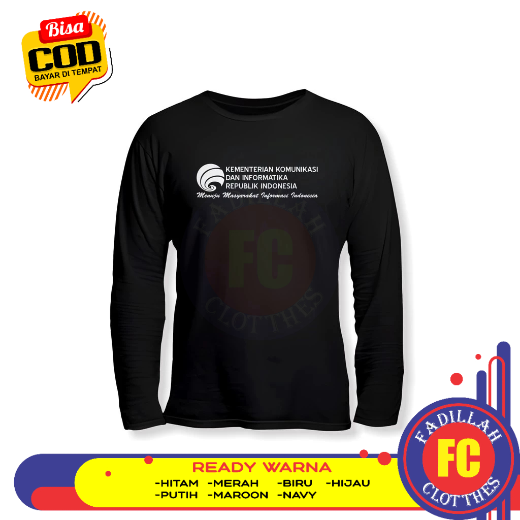 Baju Kaos KOMINFO Kementrian Komunikasi dan Informatika Republik Indonesia Lengan Panjang Baju Pemer