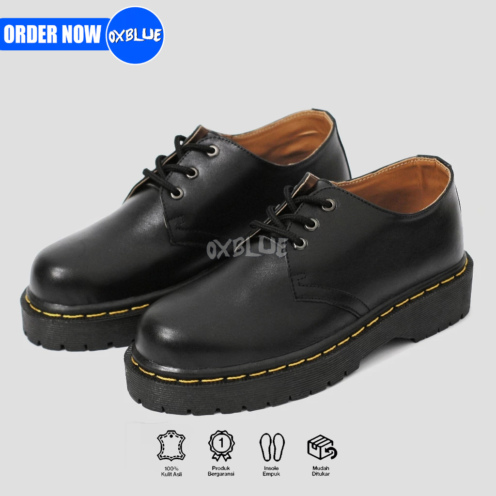 PIGEN - Sepatu Docmart Pria Derby Low Boots 3 hole Nongkrong Skena