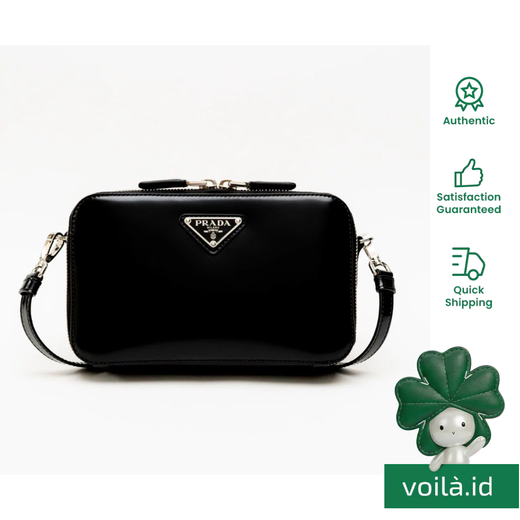 Brique Brushed Leather Shoulder Bag Black