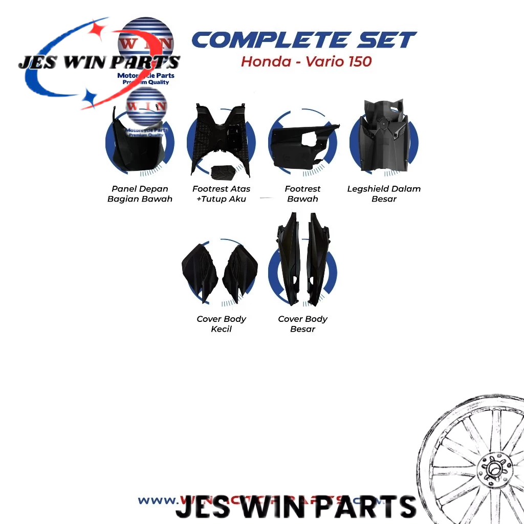 Full Set Body VARIO 150 2015 2016 2017 HITAM GLOSSY (KASAR & HALUS) ORIGINAL WIN - COVER BODY FULL S