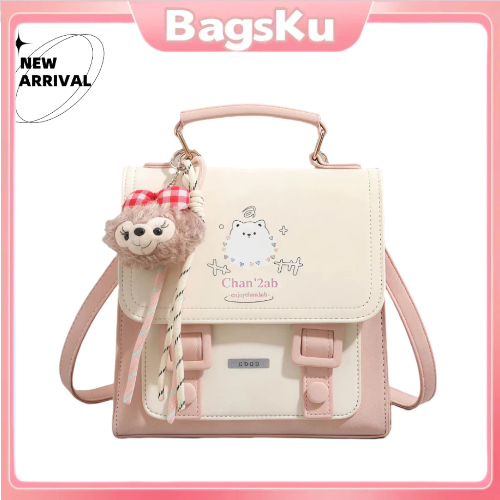 {Kirim liontin} Tas Ransel Mini Lucu Tas Ransel Kotak Aesthetic Korea 2025 Tas Sekolah Korean Style 