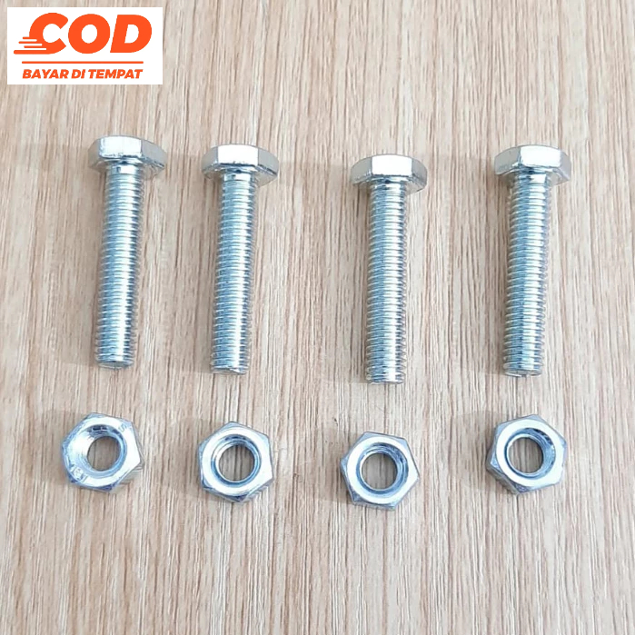 Baut + Mur Baut Cover Plat Nomor Baut Dan Mur 3 cm Baut Mur M6x30 Putih  baut 10 panjang 3cm BMP M6