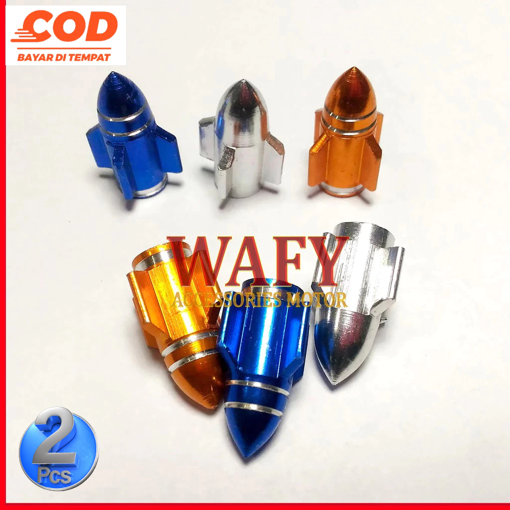 2 Pcs Tutup Pentil Roket Untuk Motor , Mobil, Sepeda Listrik , Sepeda Bmx Dll