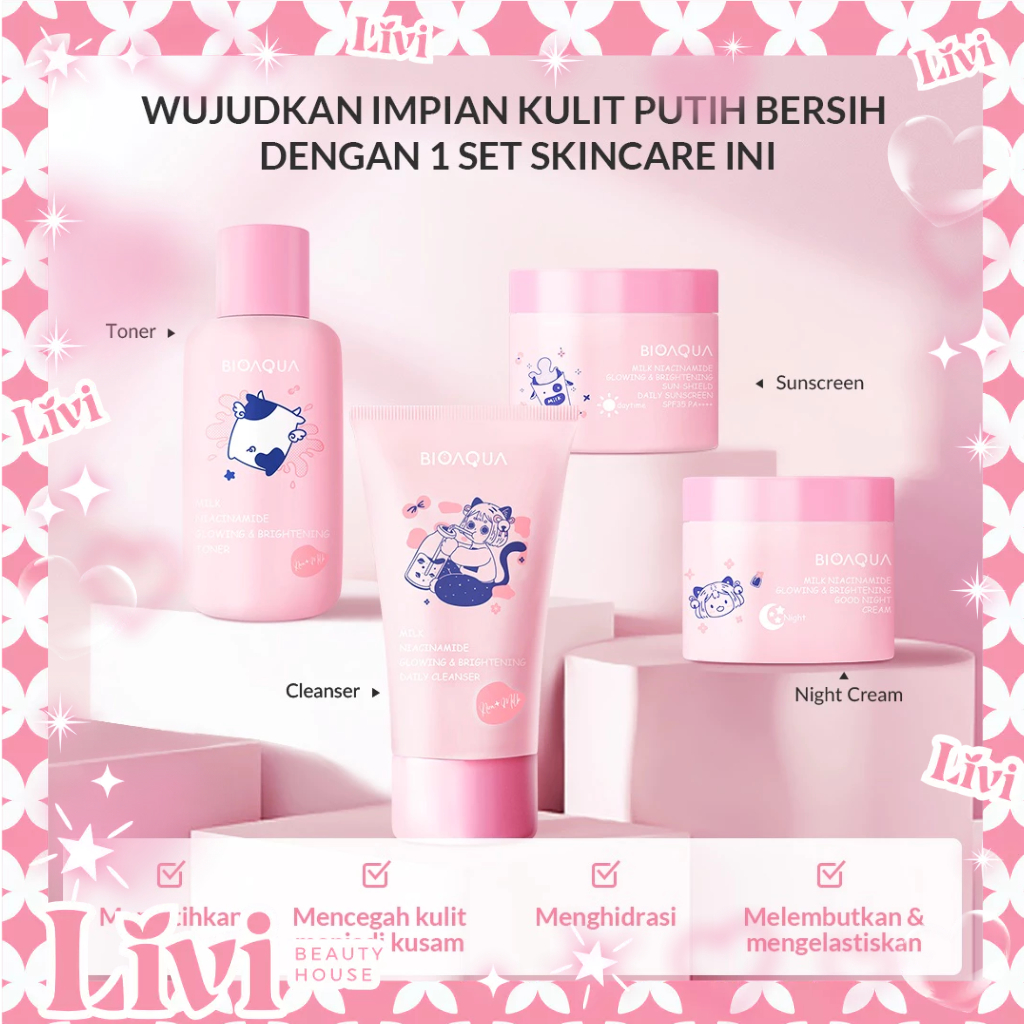 LIVI - BIOAQUA Milk Niacinamide Glowing & Brightening Set