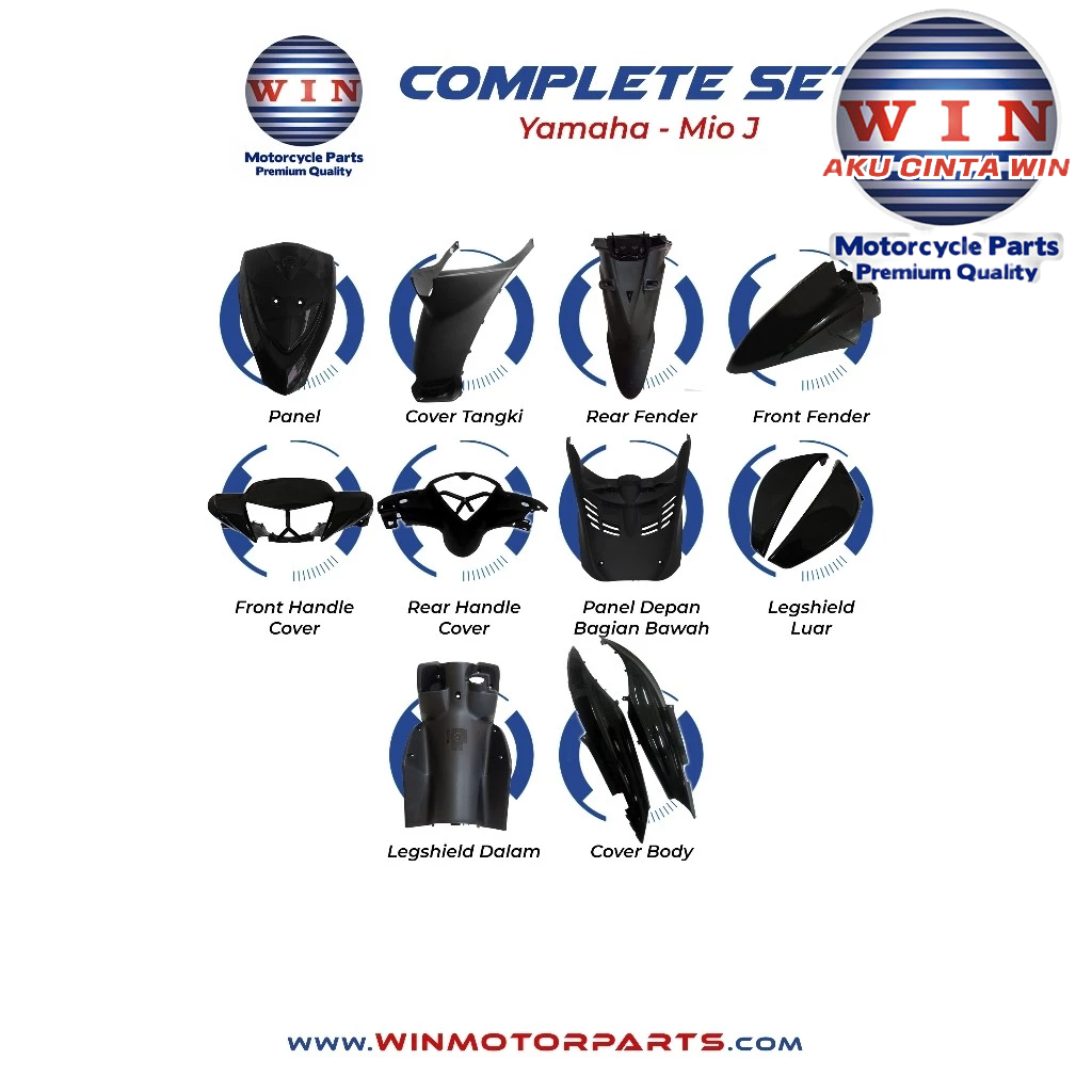 Complete Set Body MIO J HITAM (KASAR & HALUS) ORIGINAL WIN