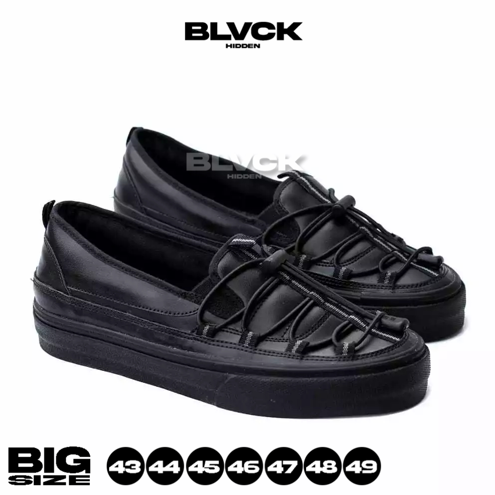 Sepatu Sneakers Pria Full Black Ukuran Besar 44 45 46 47