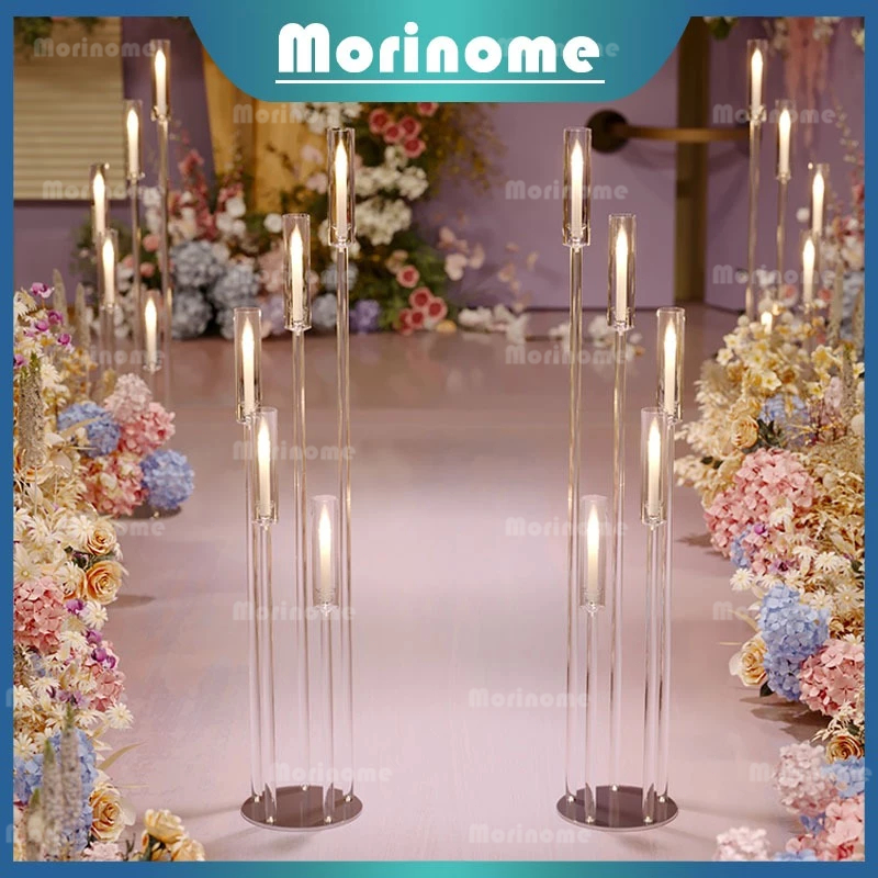 2 Pcs/Set Standing Lampu Candle Holder Tempat Lilin Lampu akrilik Pesta Wedding Dekorasi Pernikahan 