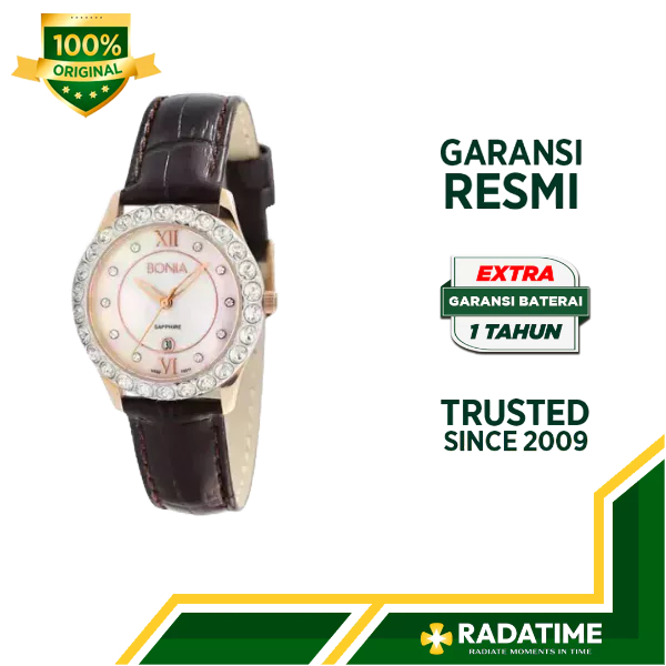 Jam Tangan Wanita Bonia Sapphire 100% Original Rose Gold B10011-2559S