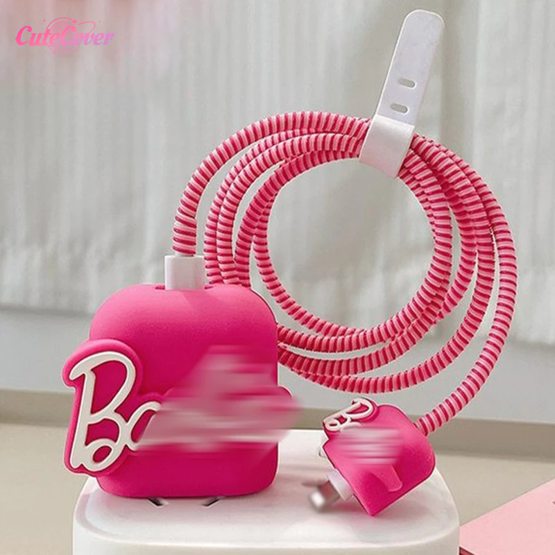 CuteCover Pelindung Kabel Charger Oppo Pengisi Daya Strawberry Bear Set Casing Pelindung Kabel Data 