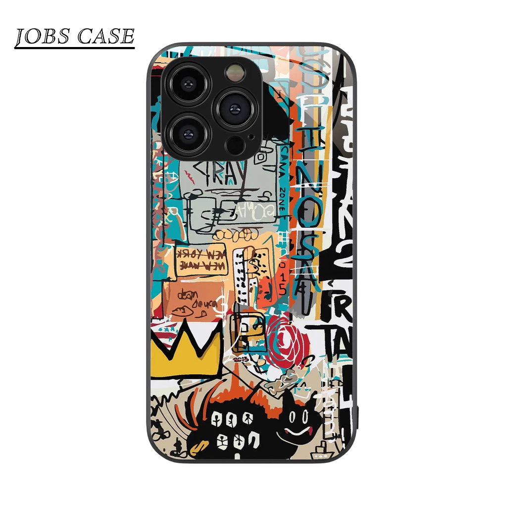 Case iPhone Premium 16 15 14 Pro Max 13 12 Mini 11 XR XS 8 Plus Abstrak Graffiti Basquiat