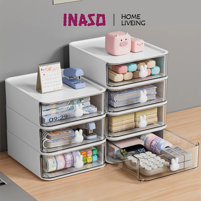 INASO Rak Laci Kotak Penyimpanan Kotak Laci Mini Drawer Serba Guna Laci Tempat penyimpanan Aksesoris