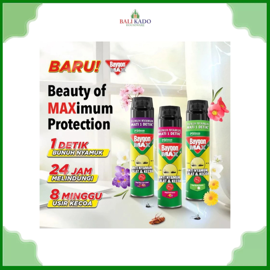 Baygon Max Spray 500 ML / Obat Anti Nyamuk Serangga Kecoa Semprot Aerosol Baygon