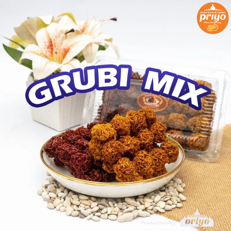 Grubi Mix Ubi Merah & Putih Isi 42pcs – Priyo Snack Borobudur Khas Magelang Renyah & Kremes