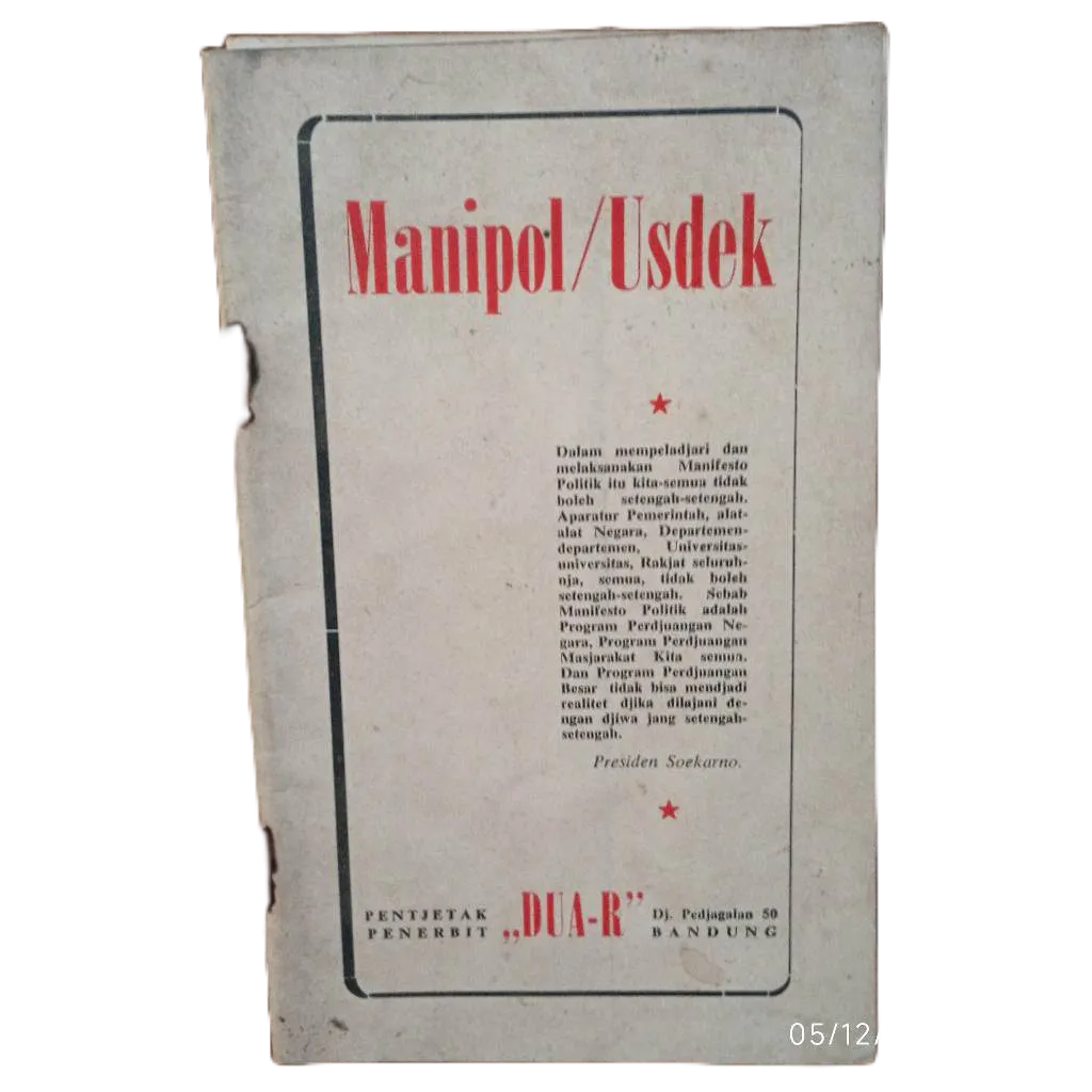 buku sosial politik manipol usdek 78 hal 1959 ejaan lama