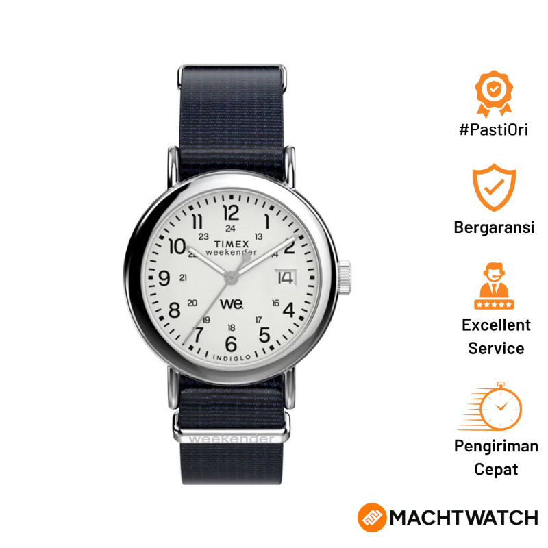 Jam Tangan Wanita Timex Weekender TW2Y09000 Indiglo White Dial Blue Fabric Strap