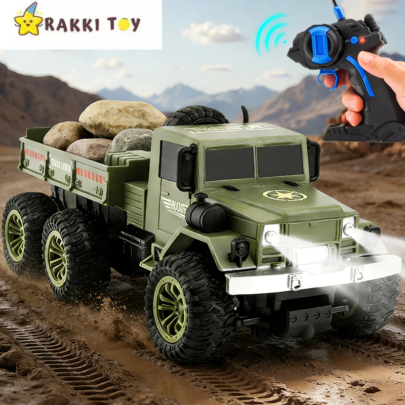 RC Military Cargo Truck 6 Roda – 4WD Kuat, Kecepatan 10KM/Jam
