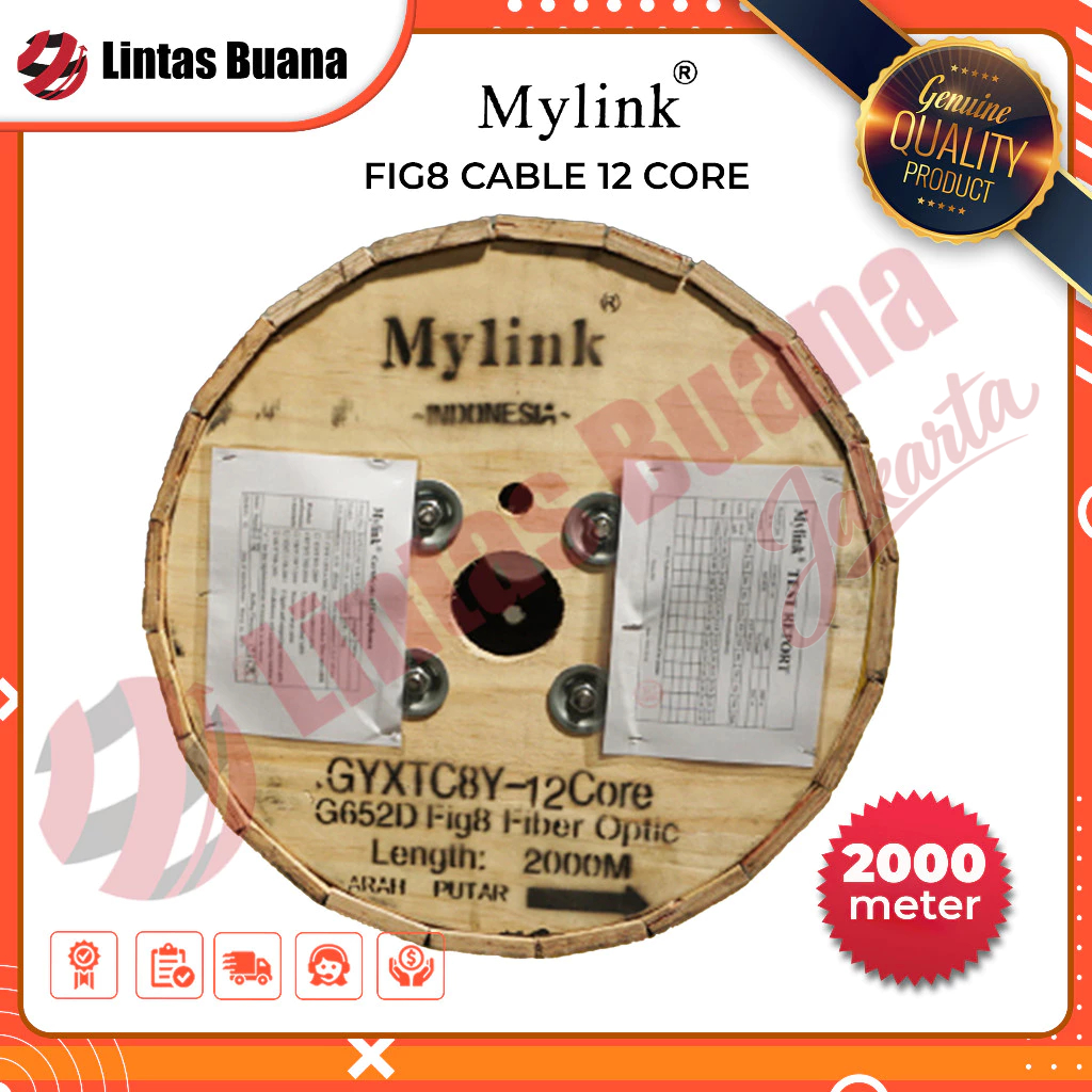 Kabel Fiber Optik FTTH KU mini 12 core mylink fig8 G652D 2km
