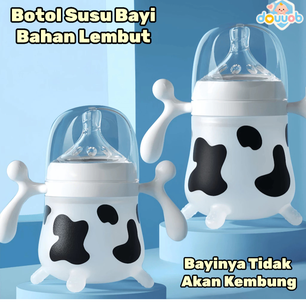 Douuob 150ml Botol Anak Dot Bayi Botol Susu Botol Susu Silikon Bentuk Sapi Botol Dot Dot Bayi Botol 