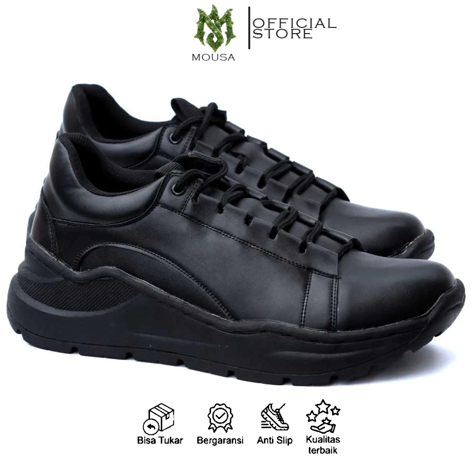 Sepatu Formal Casual Sole Tinggi Hitam Kerja Pria