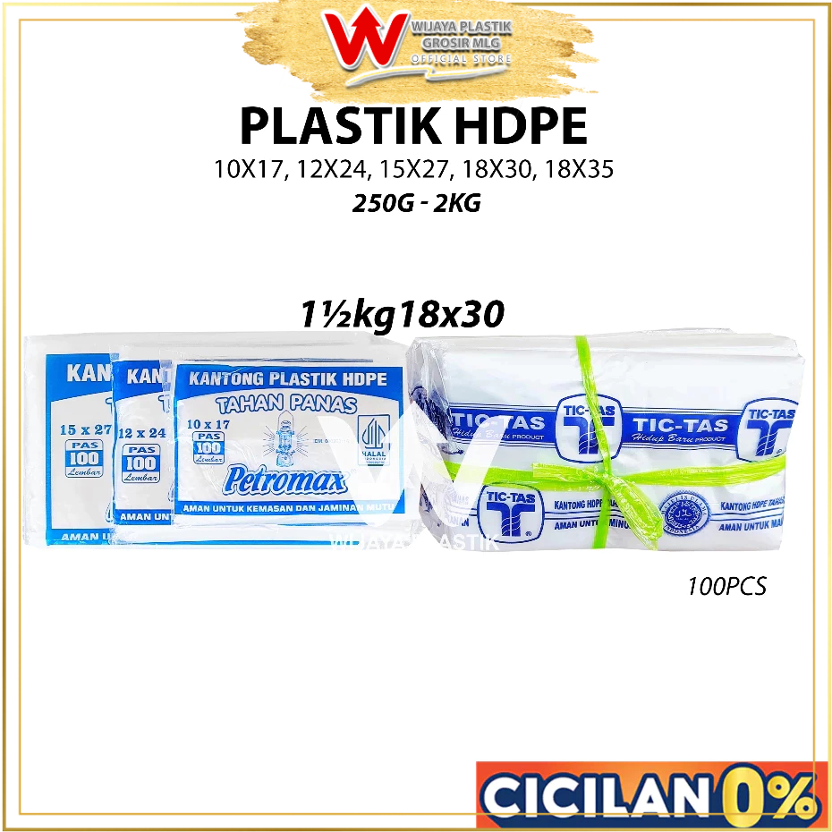 Kantong Plastik HD [TICTAS / PETROMAX] ( 18x30 ) 1,5 kg --- 100pcs @Pack | 1/2 100 pcs 1500g sayur J